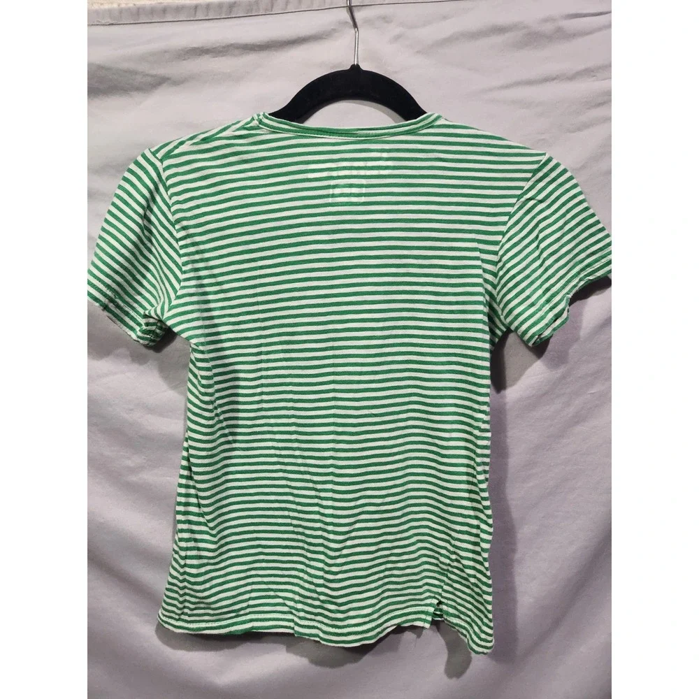 Danefae Kids Navy & Green Striped Biking Viking Basic Graphic Tee Sz‎ 10